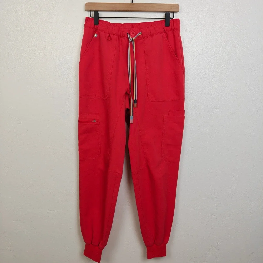 Figs Mens Tansen Technical Collection Scrub Pants Small Red Rainbow Pride